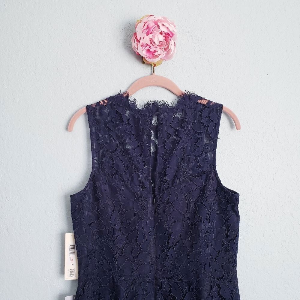 Eliza J Navy High Neck Lace Sheath Dress - Picture 5 of 8